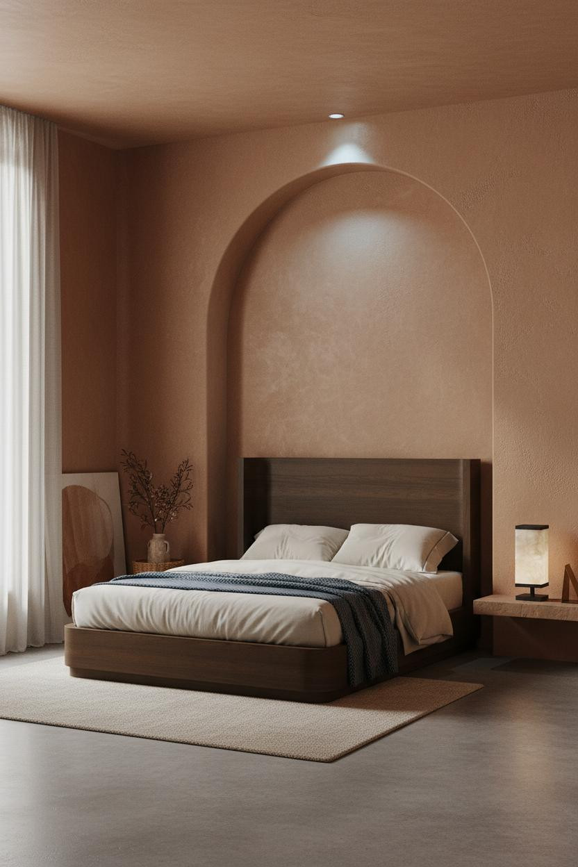 Modern Boho Bedroom Arched Niche Terracotta