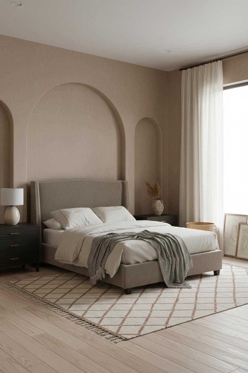Modern Boho Bedroom Neutral Plaster Niche
