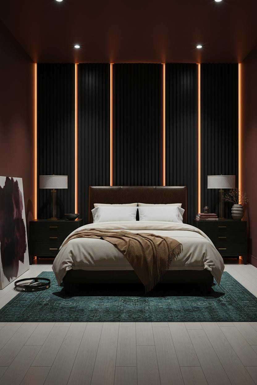 Dark Romantic Bedroom Blackened Panels