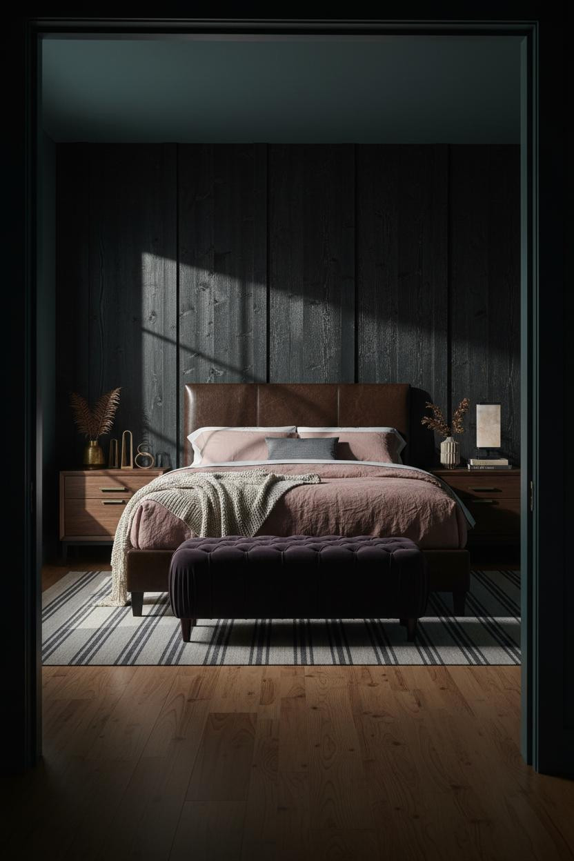 Dark Romantic Bedroom Blackened Oak Teal