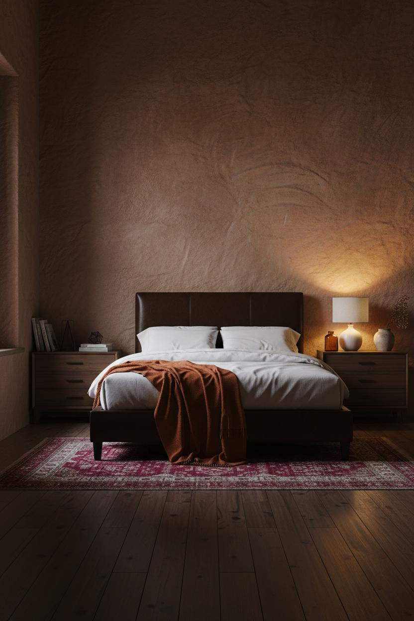 Dark Romantic Bedroom Plaster Amber Light
