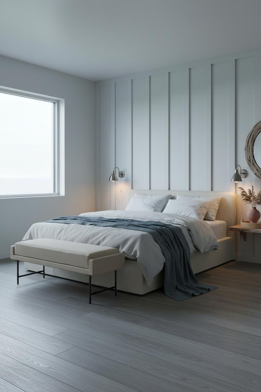 Modern Coastal Bedroom Scandi Master Bed Design