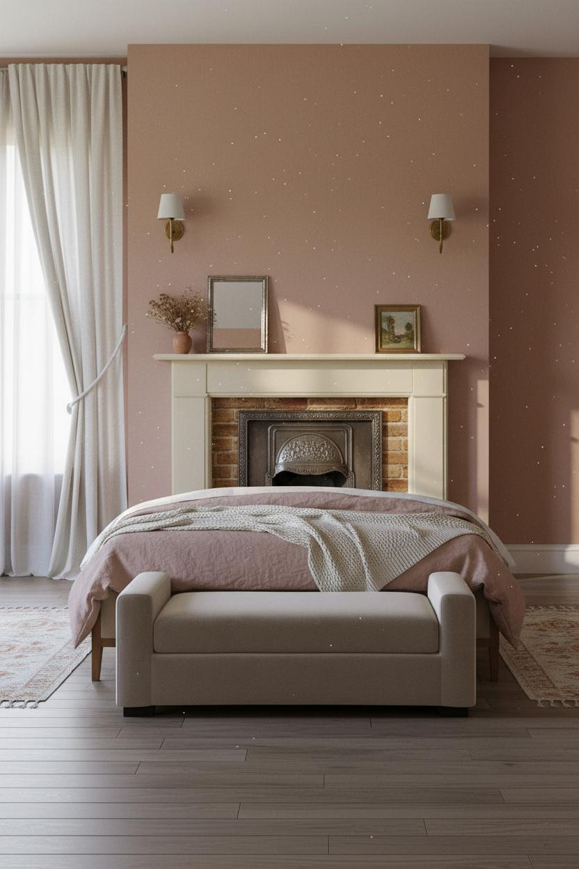 Cozy Vintage Bedroom Fireplace Cottage