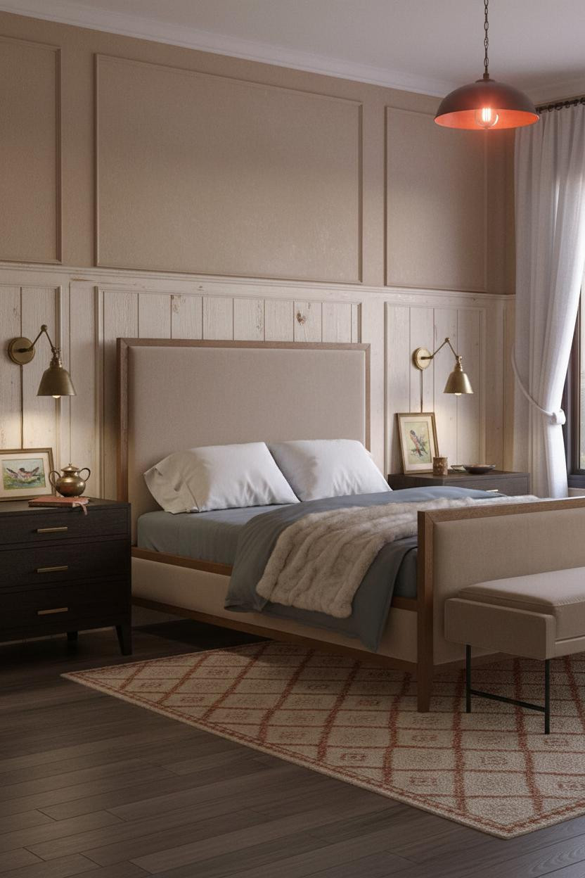 Cozy Vintage Bedroom Romantic Wainscoting