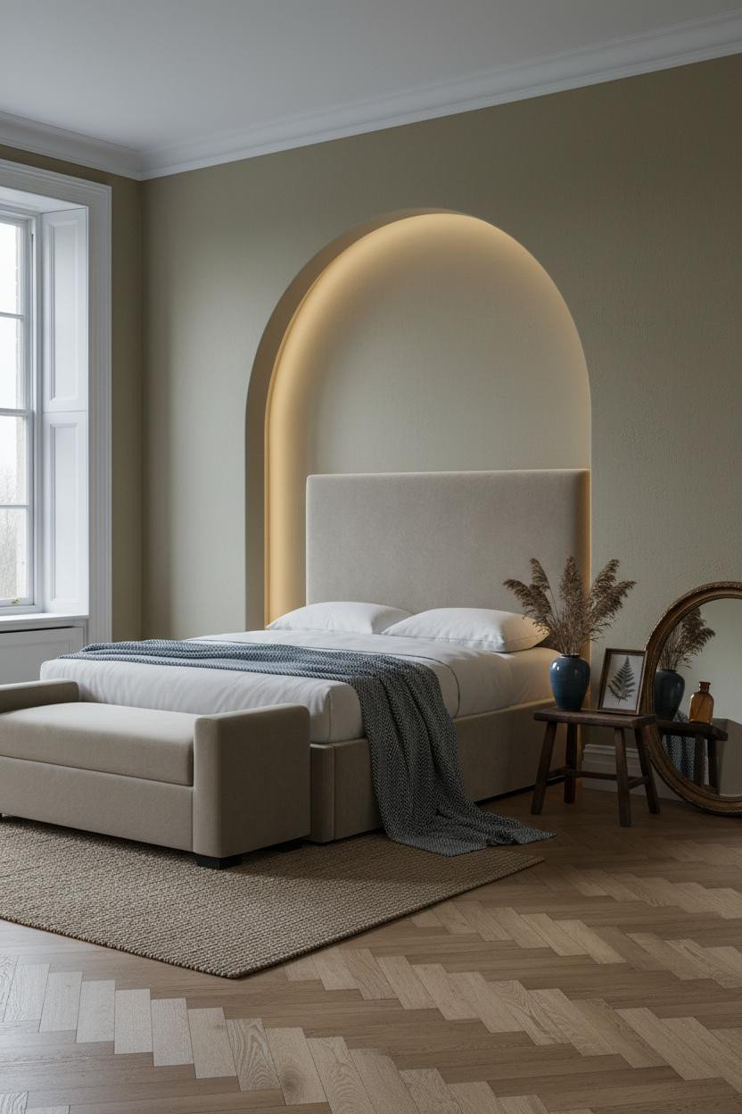Cozy Vintage Bedroom Arched Alcove