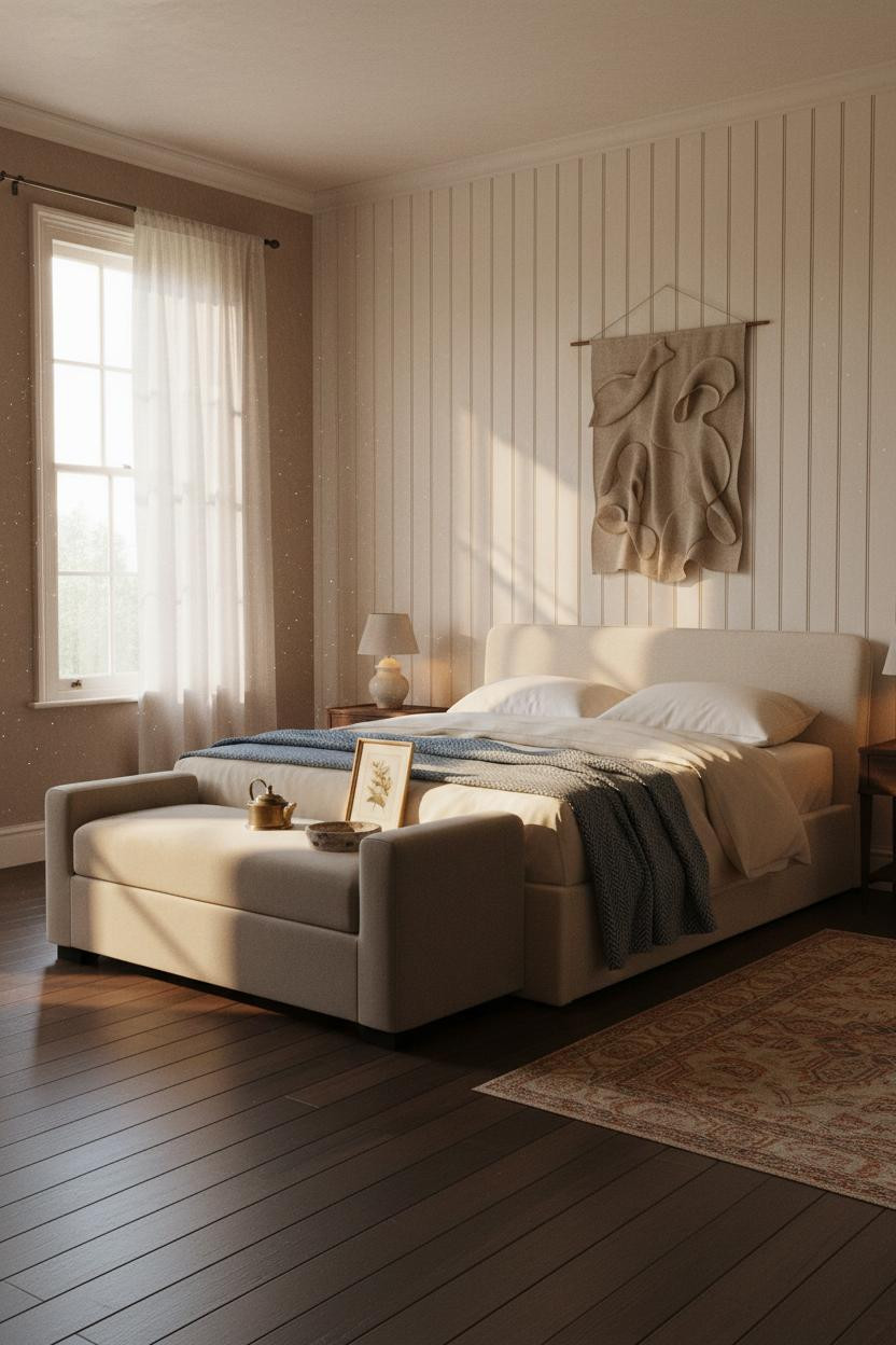 Cozy Vintage Bedroom English Country Paneling
