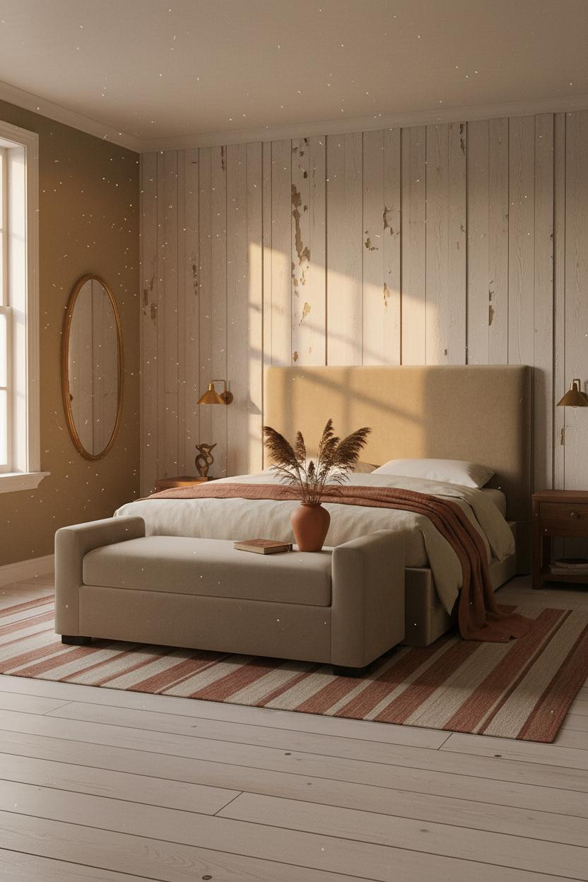 Cozy Vintage Bedroom Earthy Tones Sunset