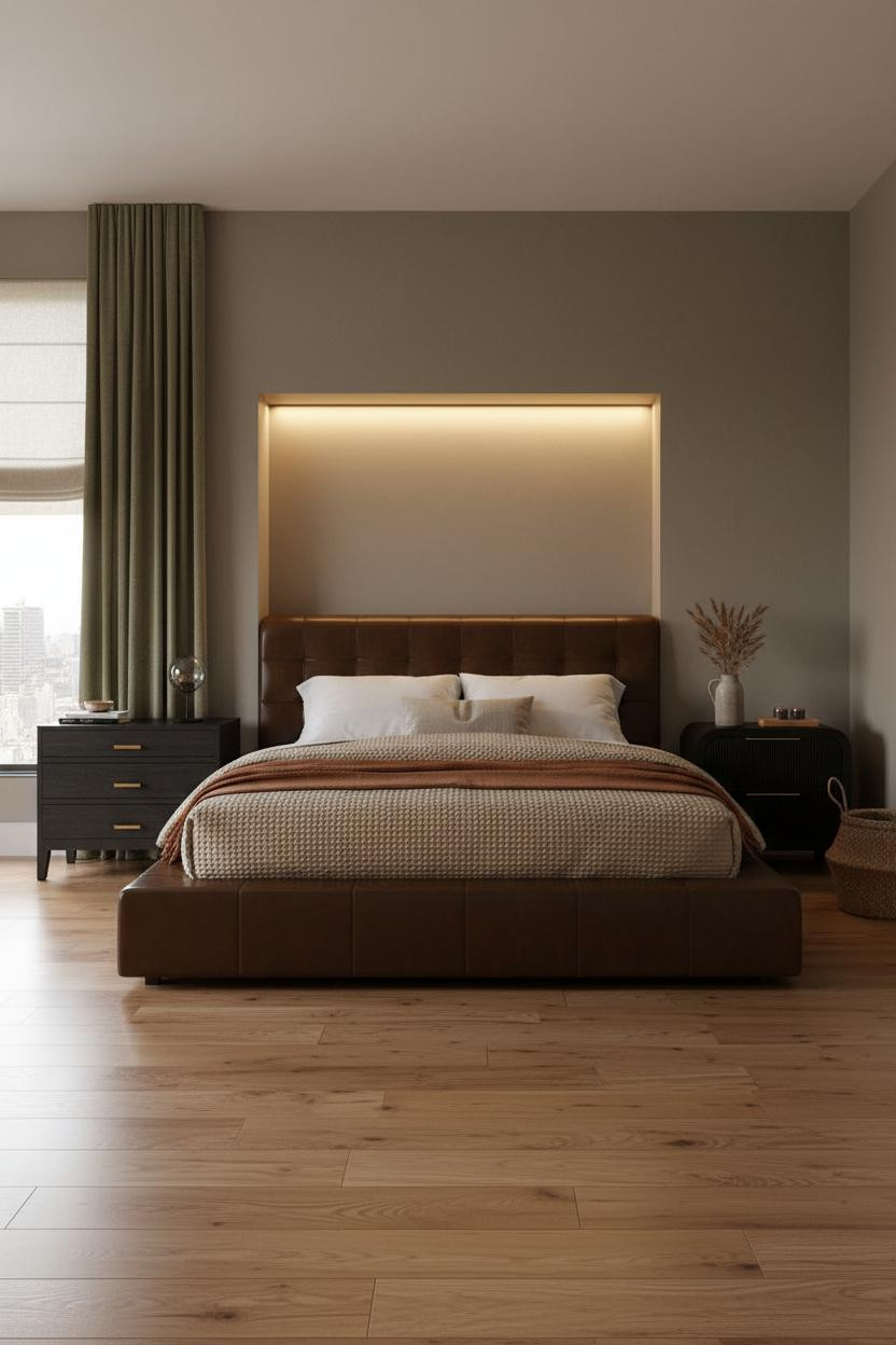Mens Bedroom Masculine Decor Niche Lighting Design