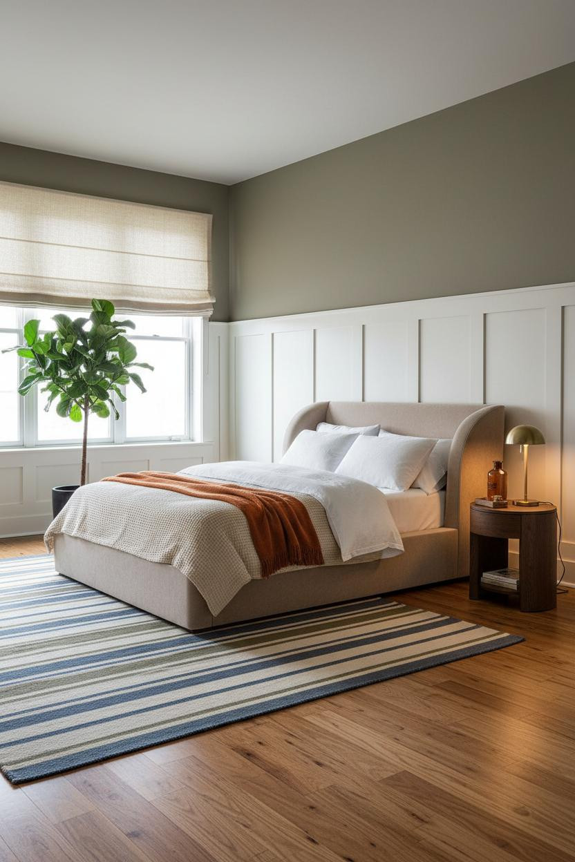 Mens Bedroom Modern Farmhouse Style With Board and Batten Wainscoting