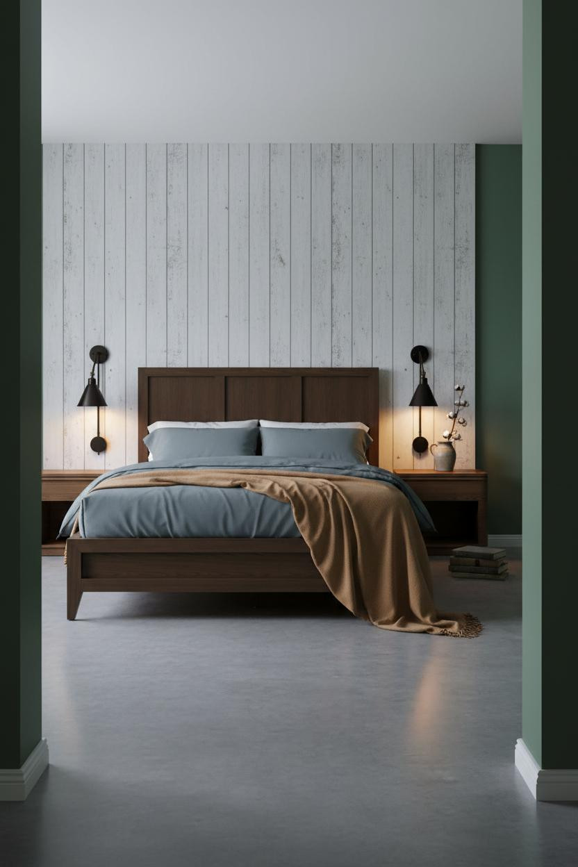 Rustic Style Bedroom Farmhouse Shiplap Green Walls