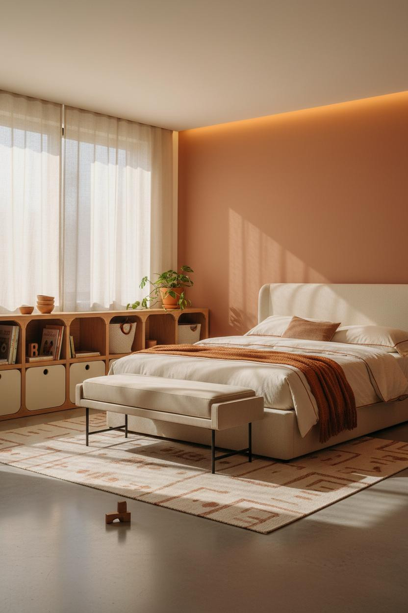 Stylish Kids Room Oak Storage Design