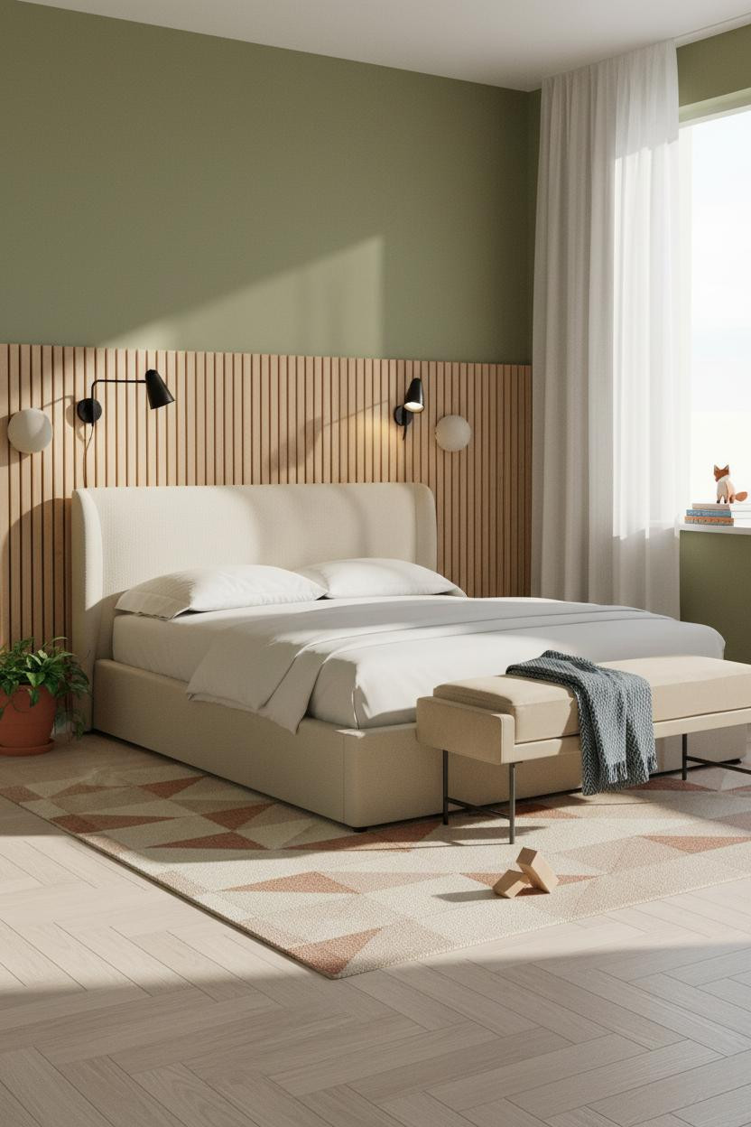 Stylish Kids Bedroom Birch Panels Natural Light