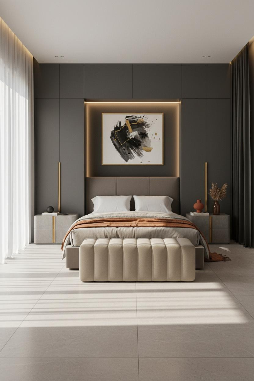 Luxury Bedroom Wardrobe Charcoal Modern