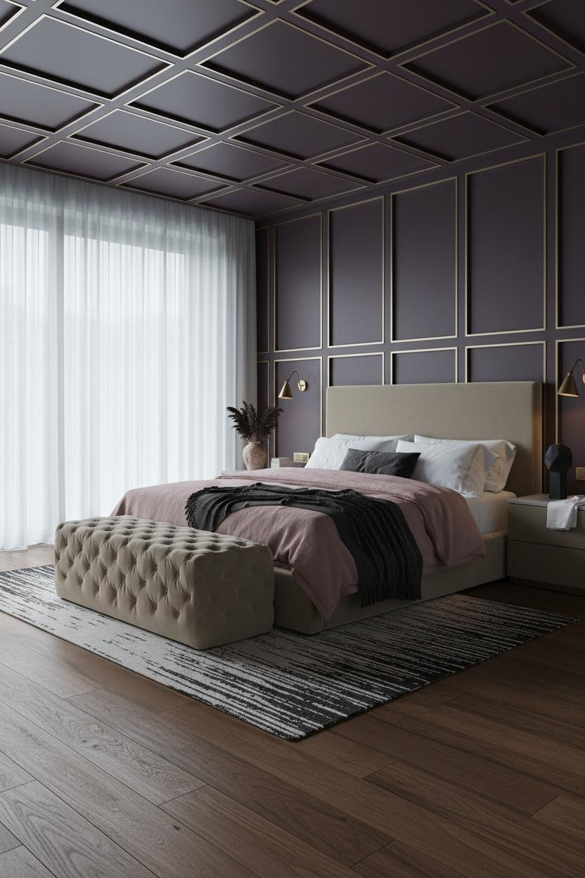 Luxury Bedroom Plum Ceiling Modern Design