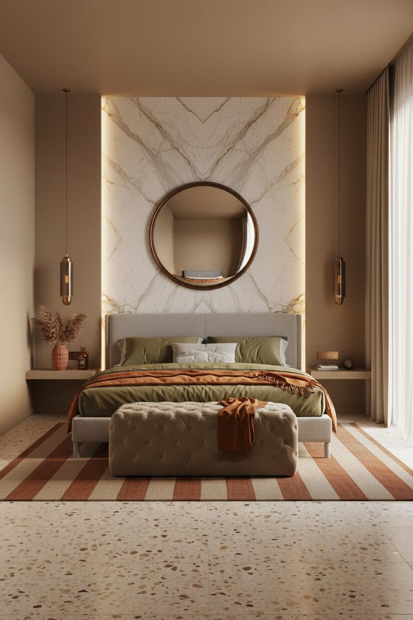 Luxury Bedroom Art Deco Marble Bronze