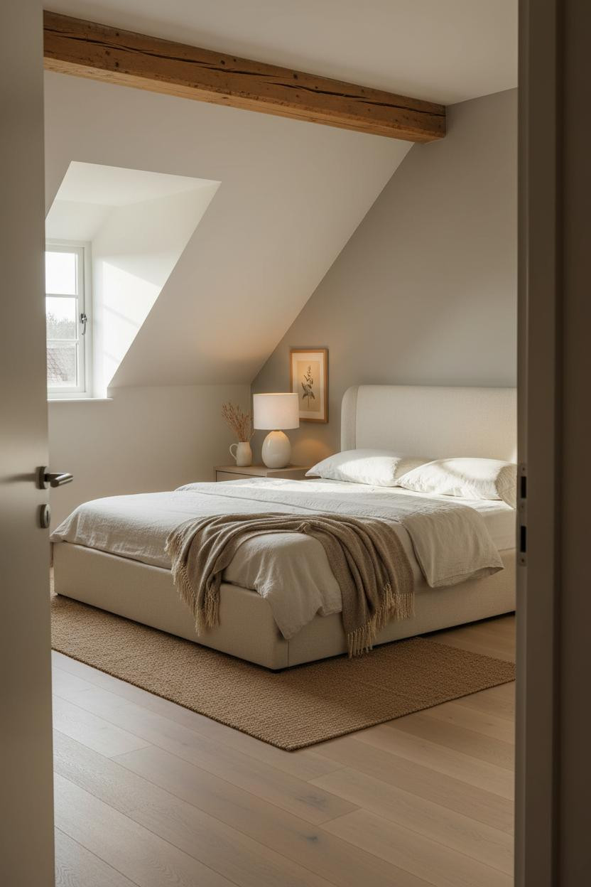 Low Attic Bedroom Slanted Walls Dormer Light