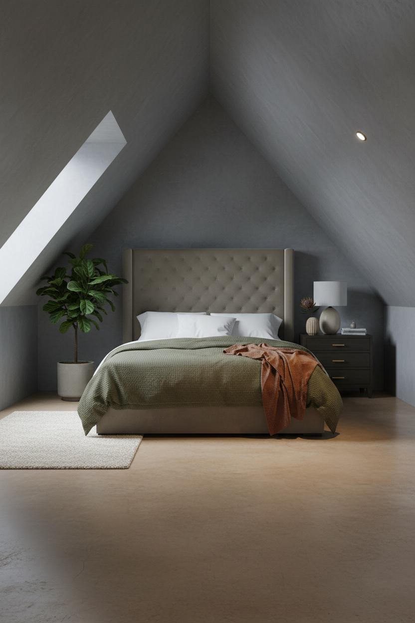 Low Attic Bedroom Slanted Walls Modern