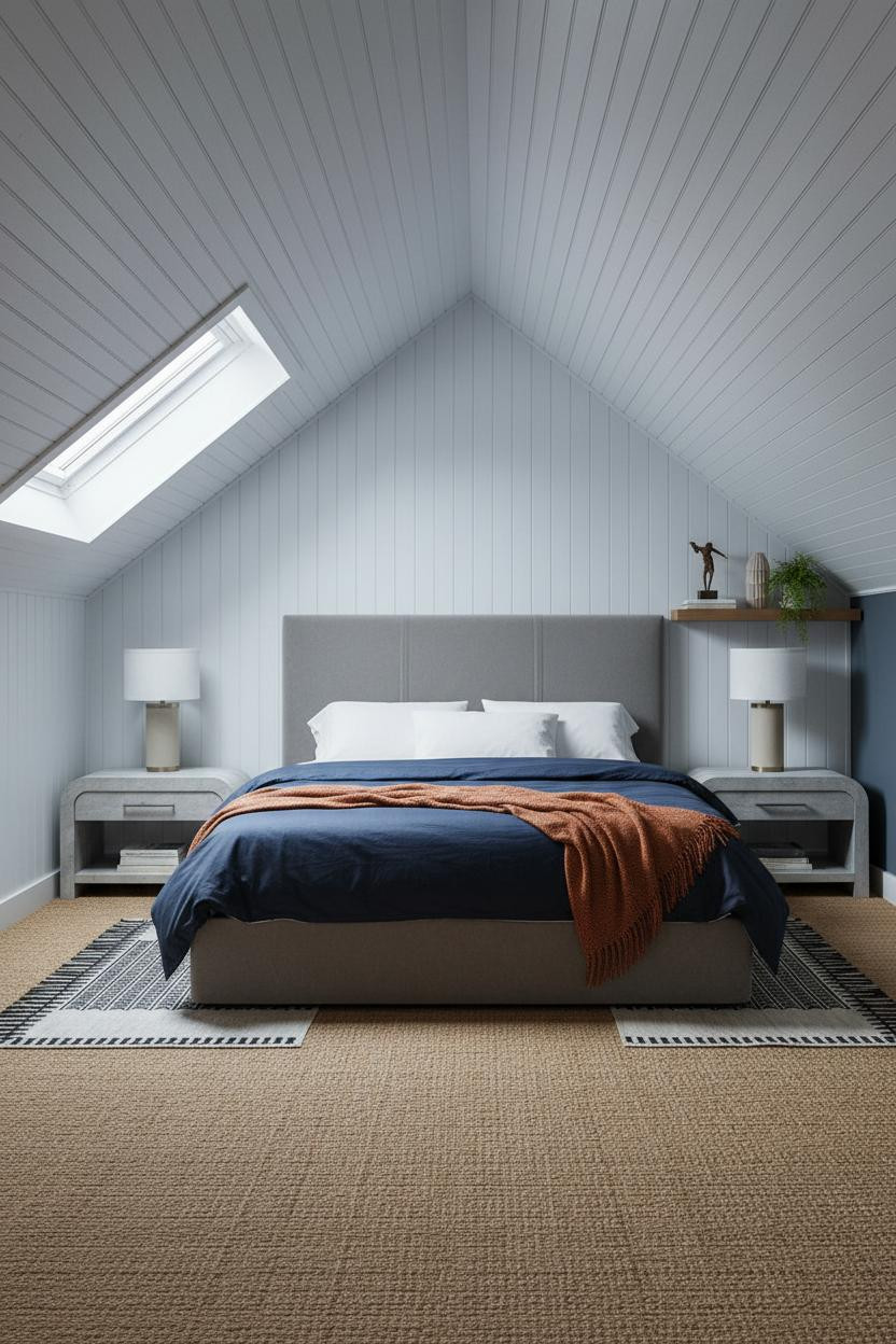 Low Attic Bedroom Slanted Walls Design