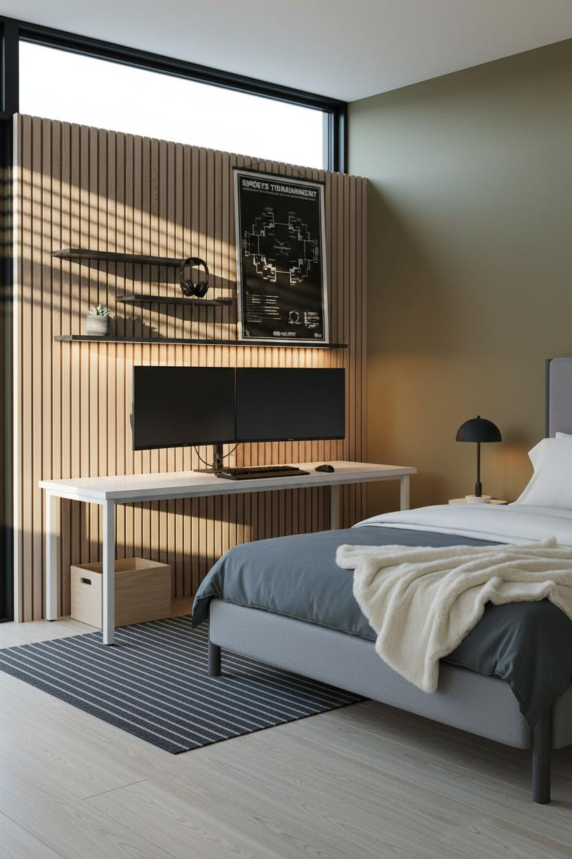 Teen Gamer Bedroom Scandi Industrial Gaming Desk