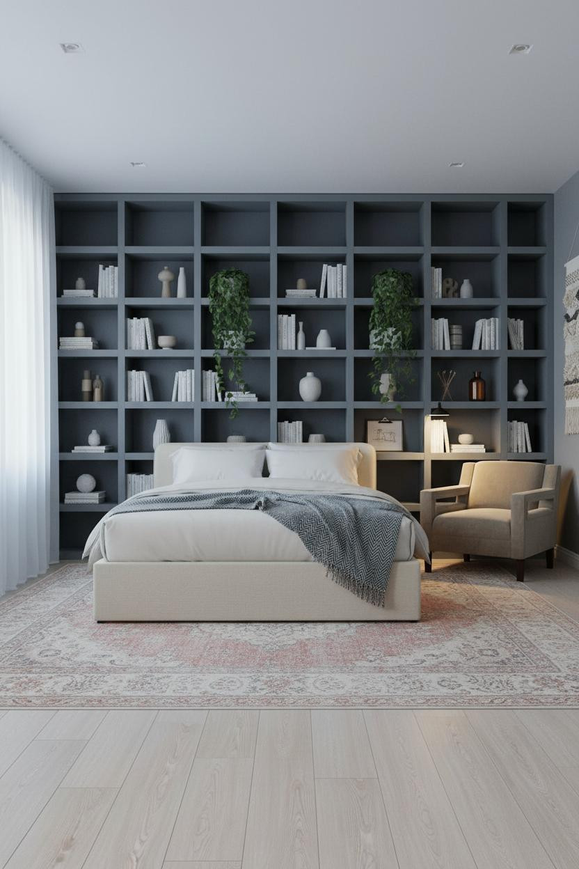 Dream Bedroom Coastal Modern with Built In Shelving