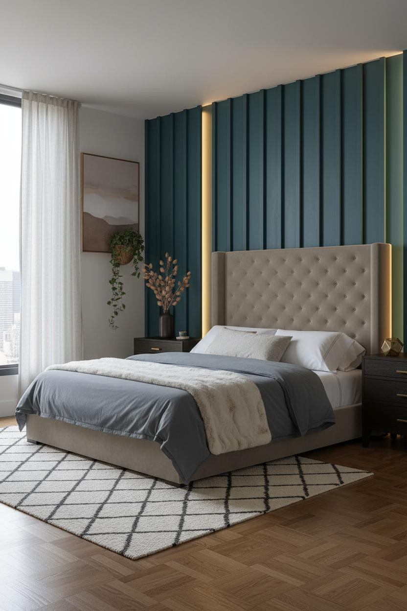 Dream Bedroom Teal Accent Wall and Luxury Bed