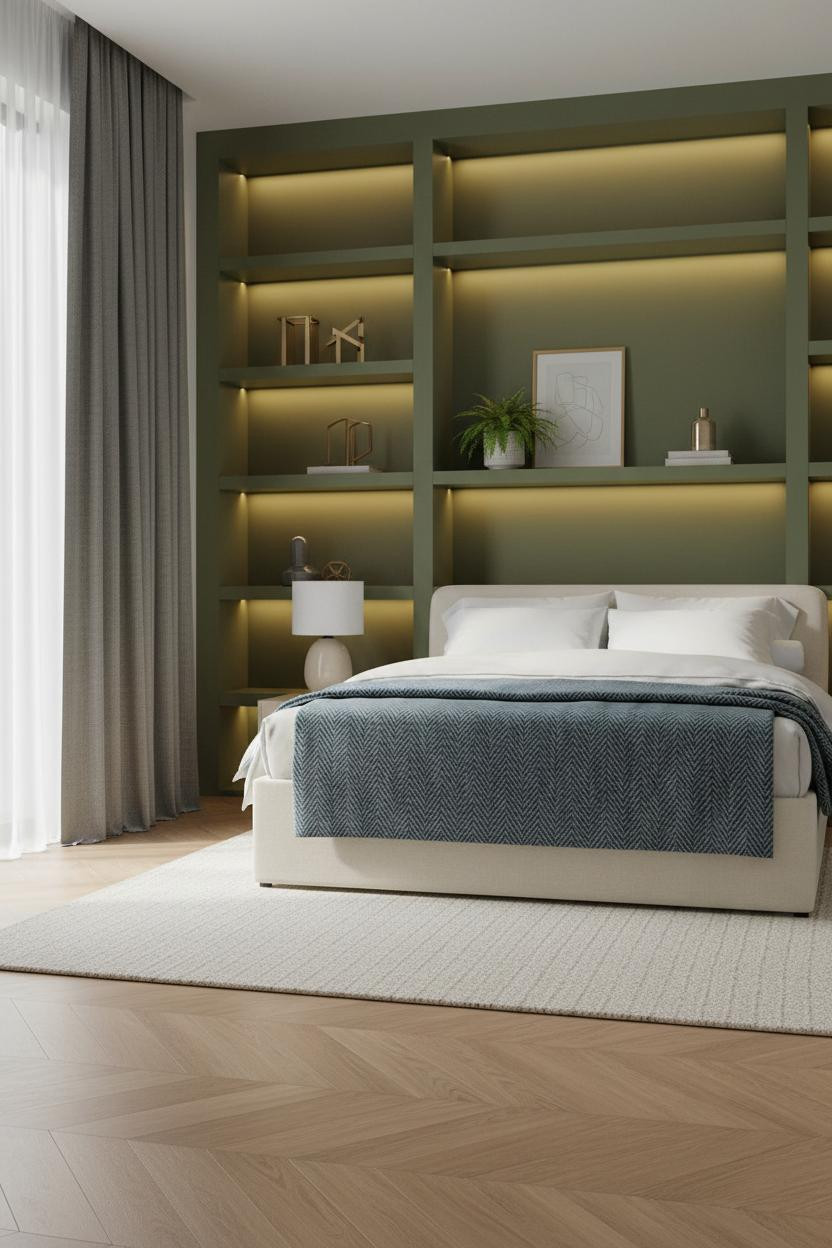 Couple Bedroom Coastal Modern Shelving