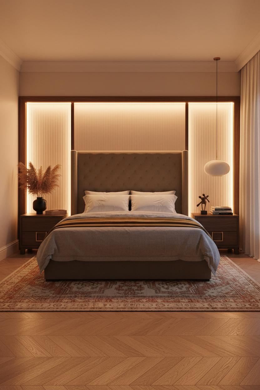 Adult Bedroom Couples Backlit Headboard