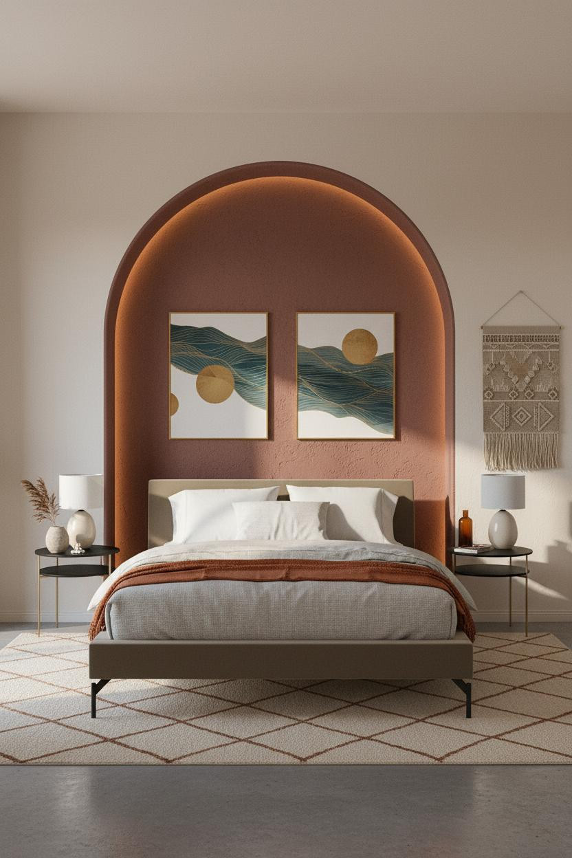 Adult Bedroom Couples Burgundy Alcove