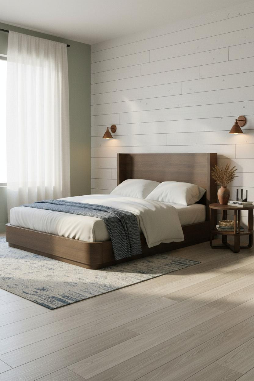 Western Farmhouse Bedroom Shiplap Sage Green
