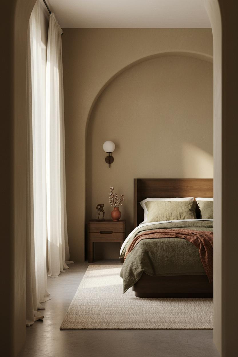 Western Farmhouse Bedroom Arched Niche Ranch