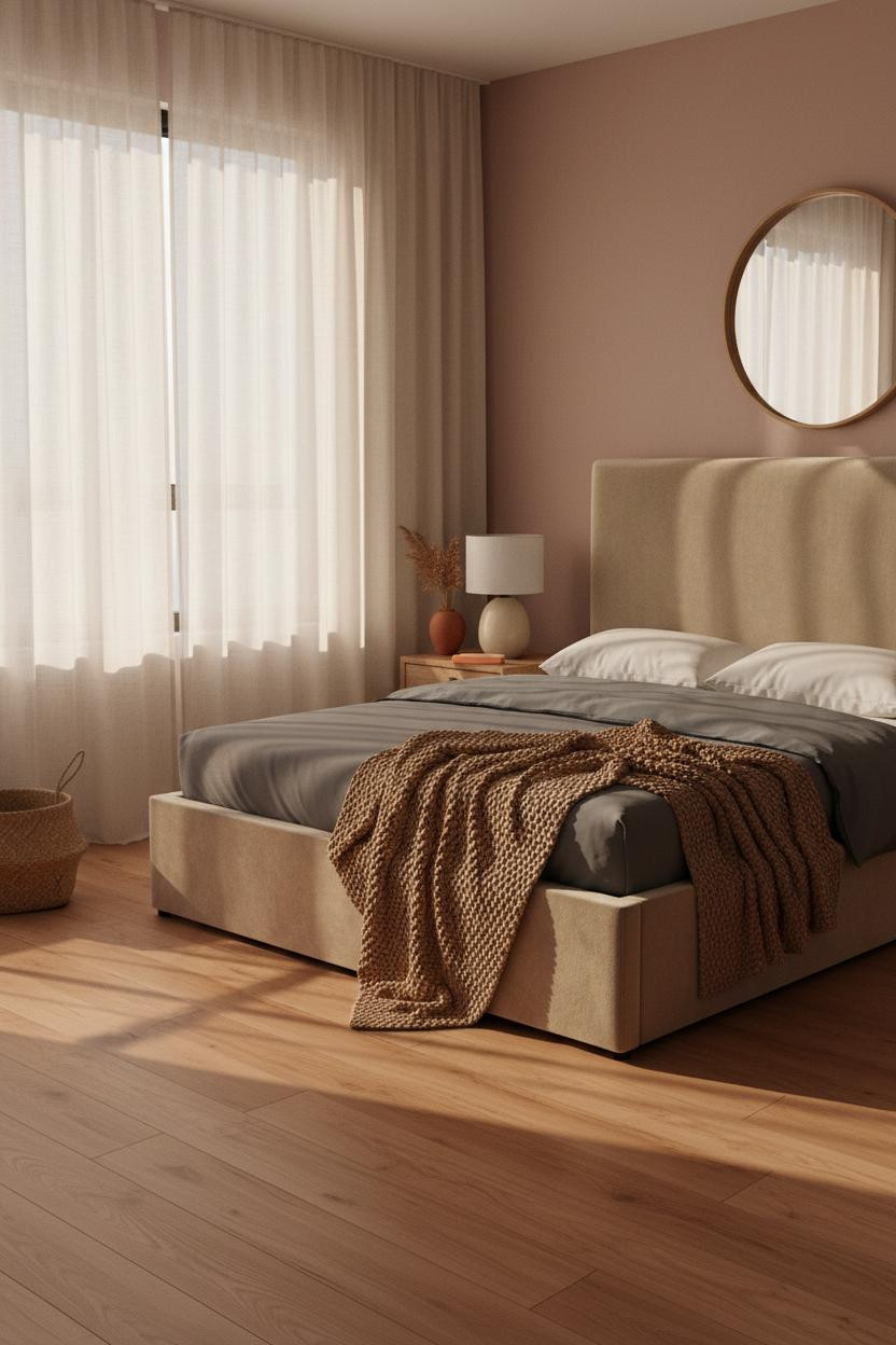 Couples Bedroom Japandi Golden Light