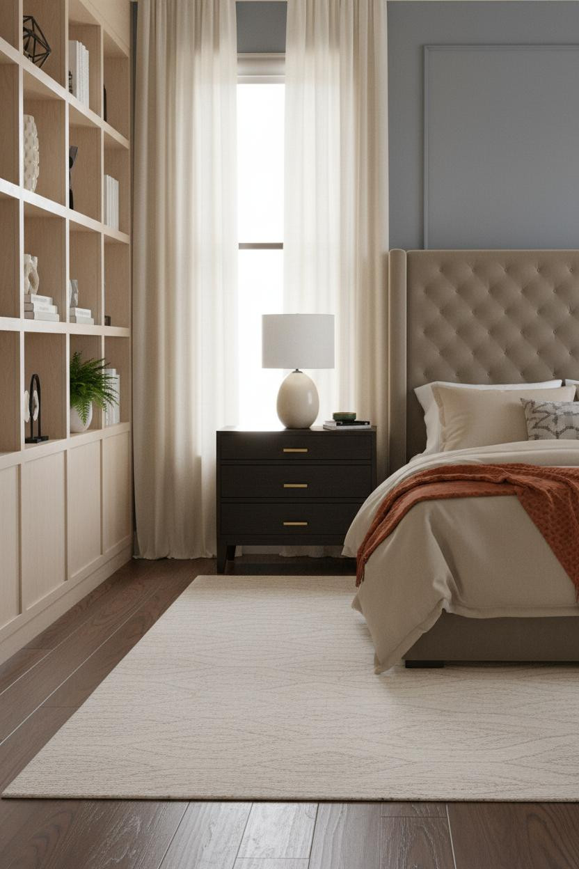 Couples Bedroom Contemporary Built In Shelving