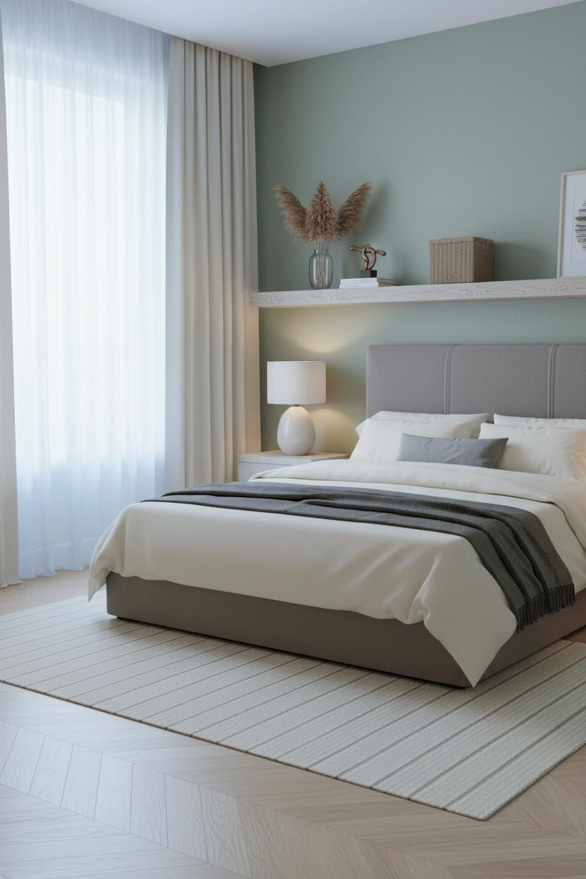 Coastal Modern Bedroom Couples Floating Shelf
