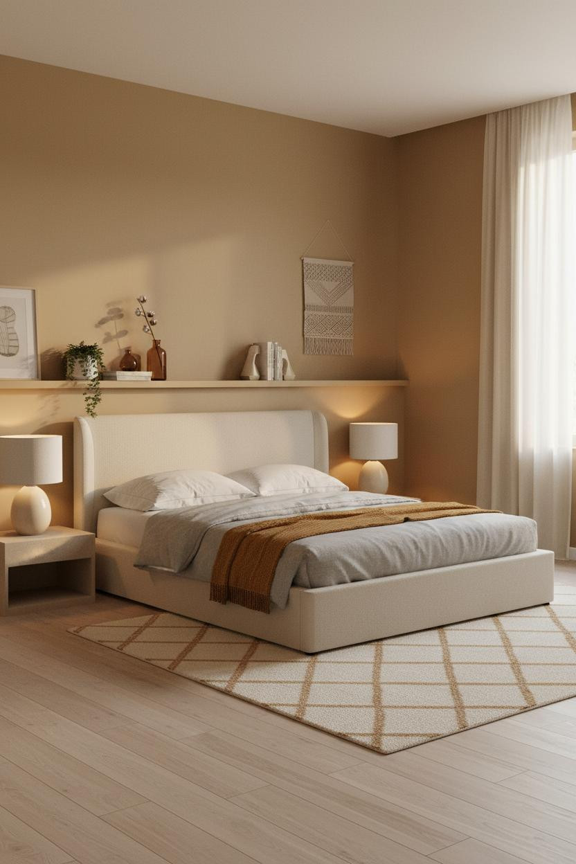 Couples Bedroom Mediterranean Wainscoting Warm