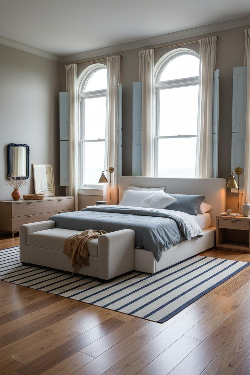 Preppy Coastal Bedroom Teen Arched Windows