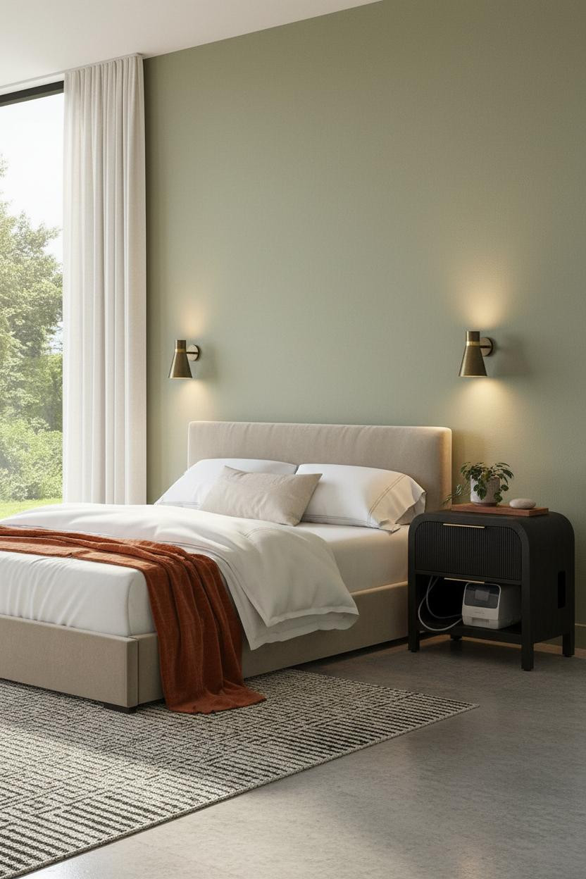 CPAP Nightstand Dark Wood Narrow Storage
