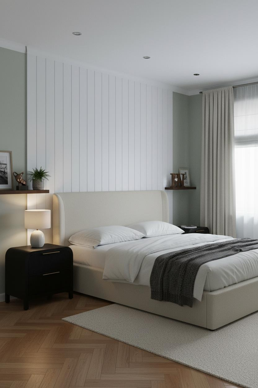 Small Bedroom Couples Board Batten Paneling