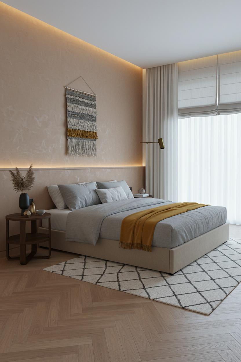 Small Bedroom Couples Wainscoting Modern
