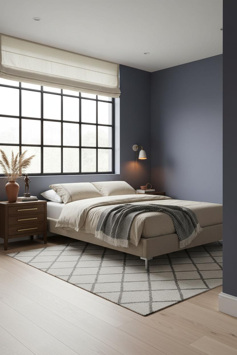 Small Bedroom Couples Platform Bed Indigo