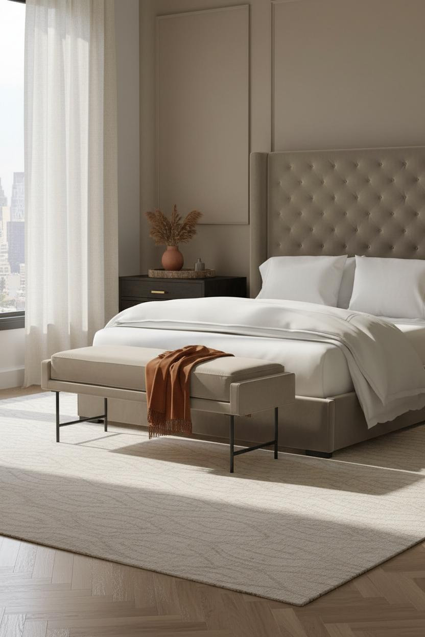 Taupe Grey Bedroom Greige Walls Linen Curtains
