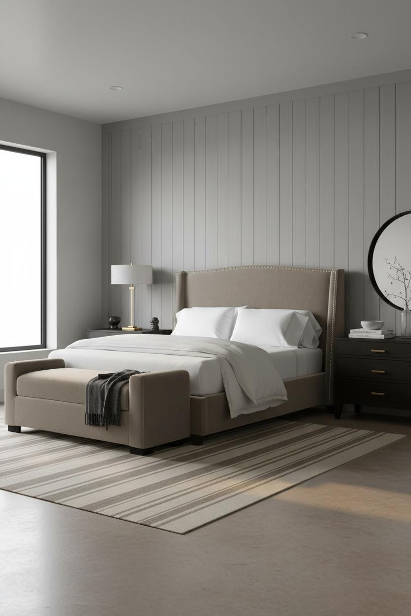 Taupe Grey Bedroom Shiplap Neutral
