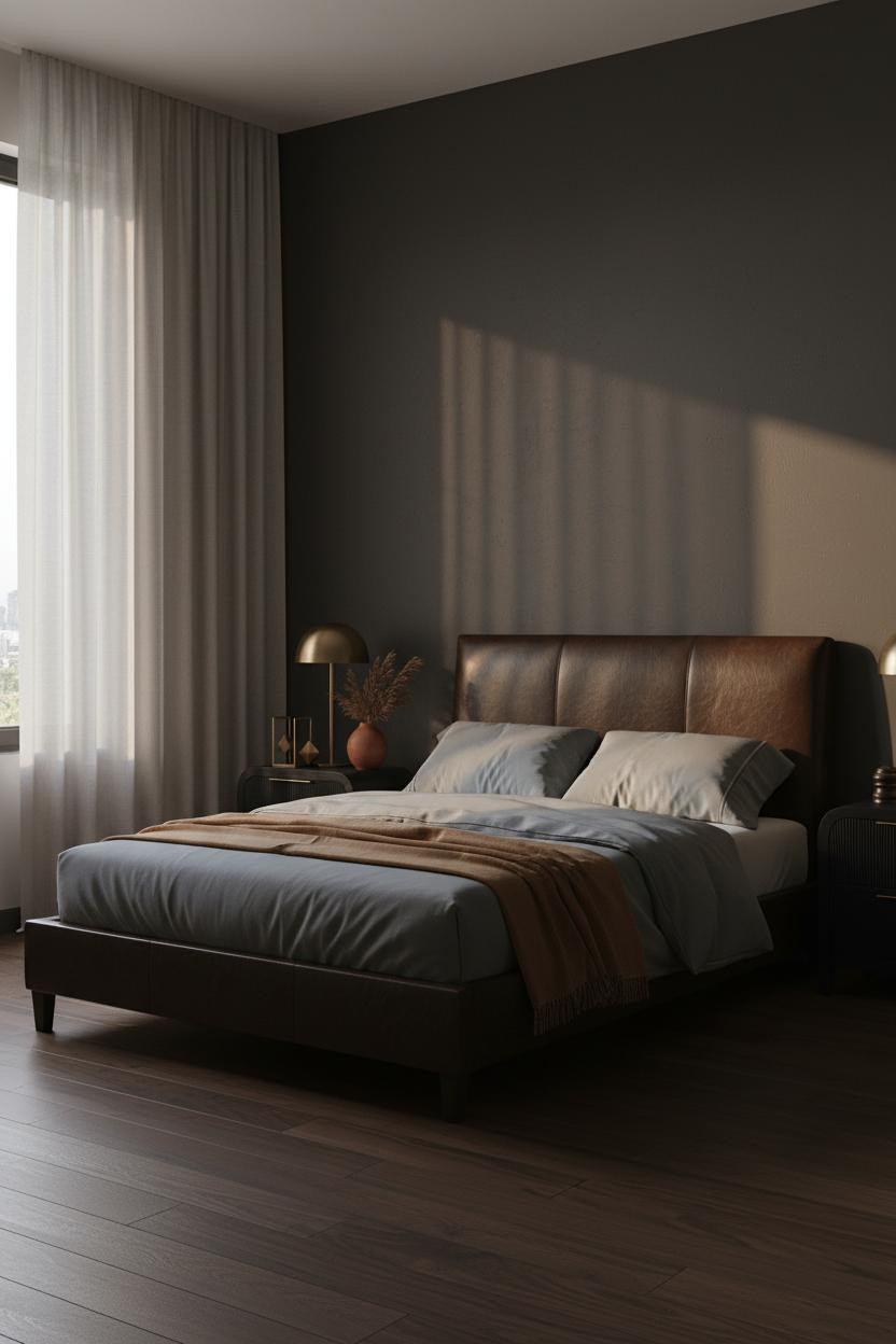 Dark Neutral Bedroom Moody Minimalist Charcoal