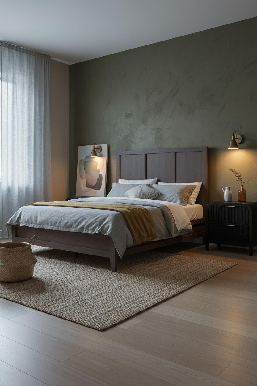 Dark Neutral Bedroom Moody Minimalist Japandi