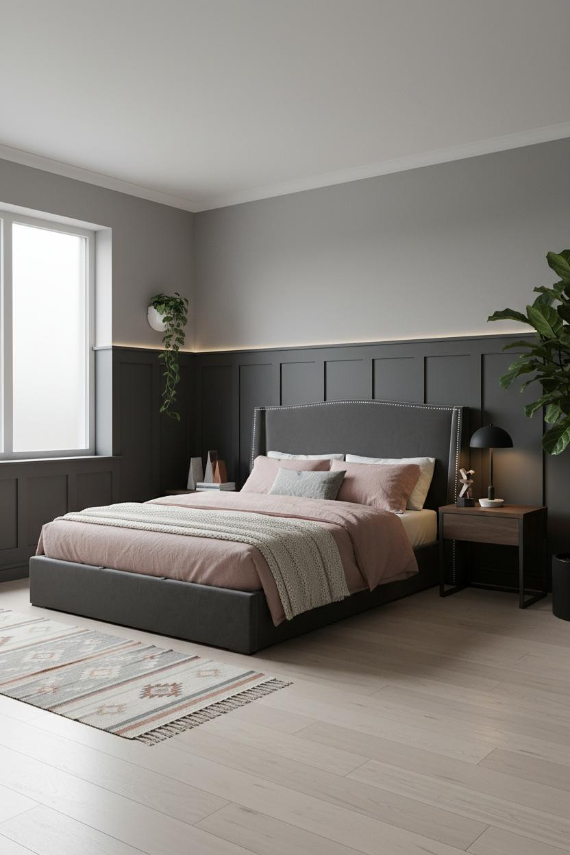 Small Bedroom Minimalist Board and Batten Design