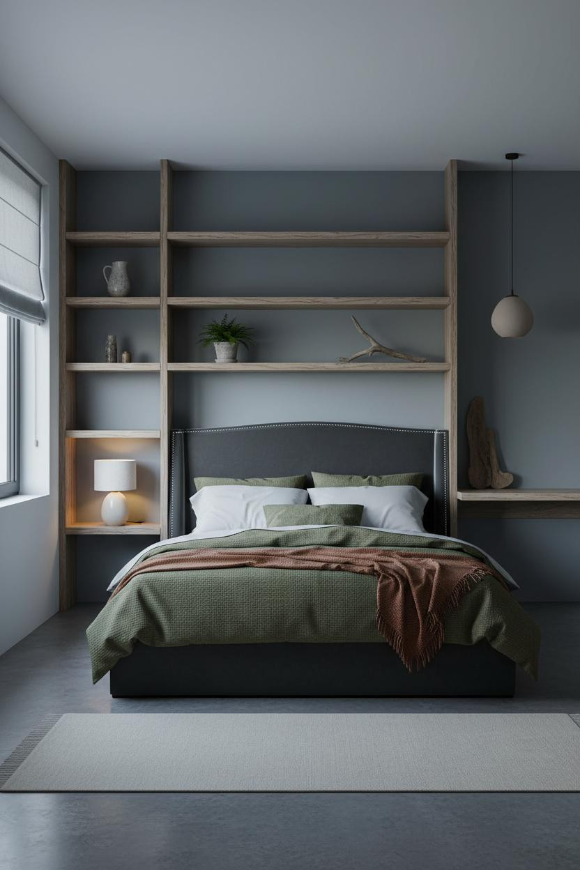 Small Bedroom Minimalist Japandi Floating Shelves