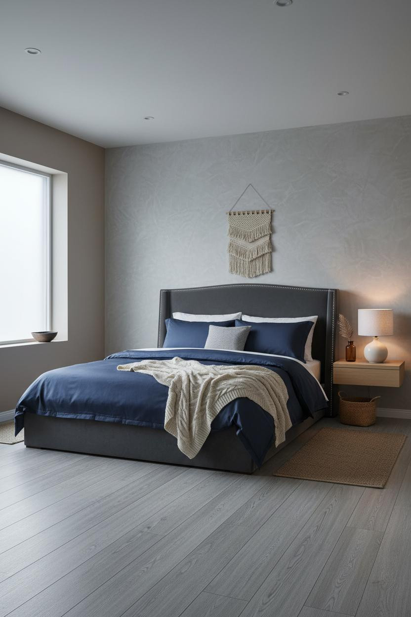Small Bedroom Minimalist Storage Plaster Wall
