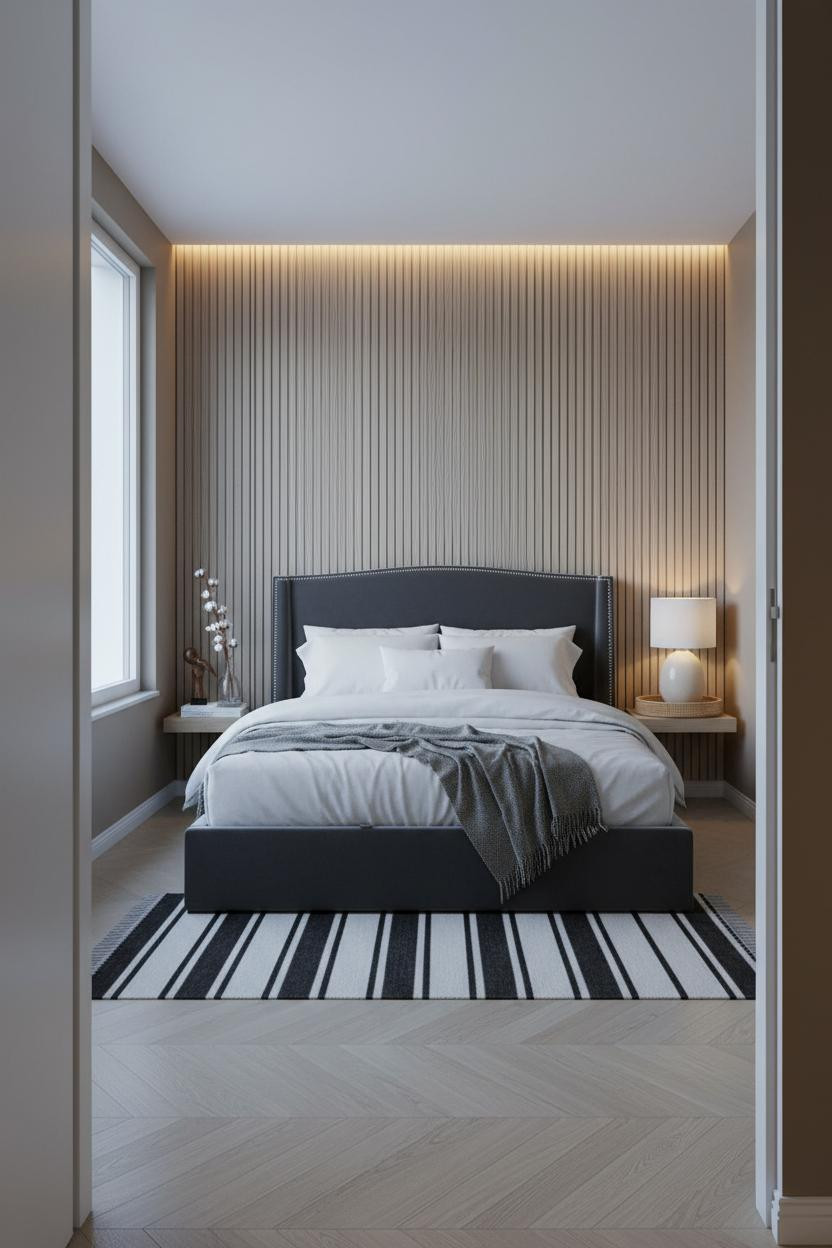 Small Bedroom Minimalist Nordic Wood Panels