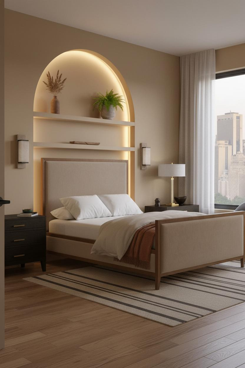 Small Bedroom Minimalist Arched Niche Design