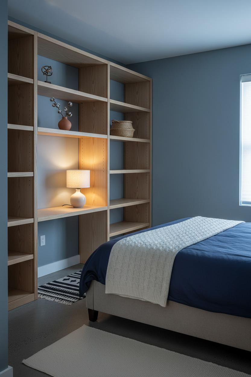 Small Bedroom Minimalist Scandi Shelving