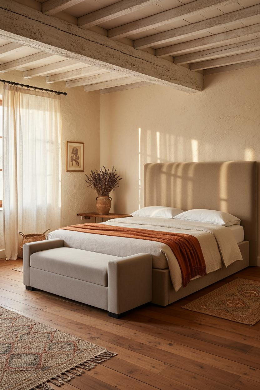 French Farmhouse Bedroom Rustic Cottage Whitewashed Beams